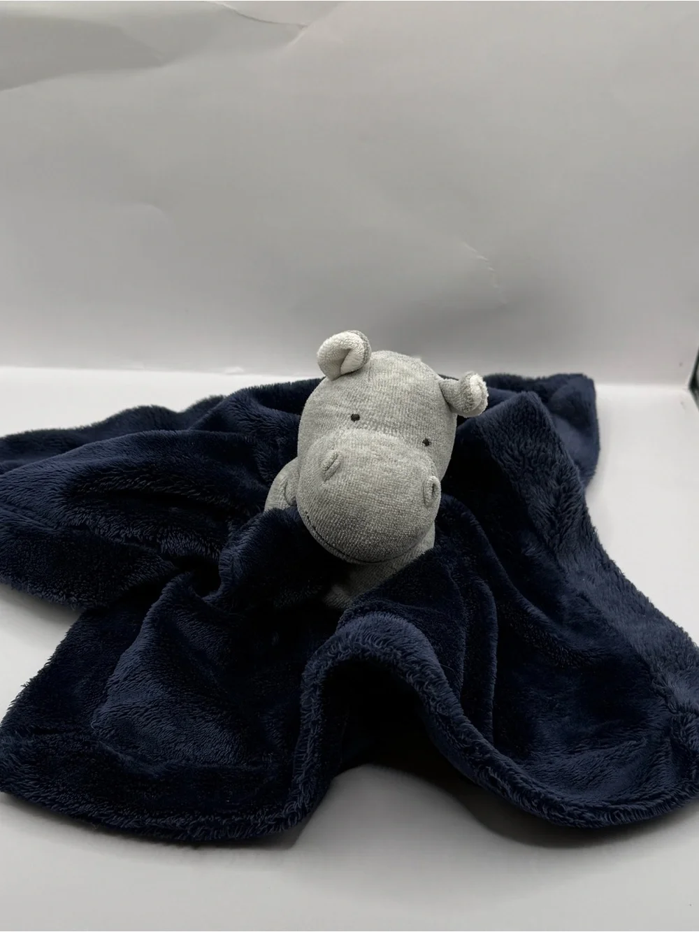 Carters Gray and Blue Hippo Lovey Security Blanket Soother Plush